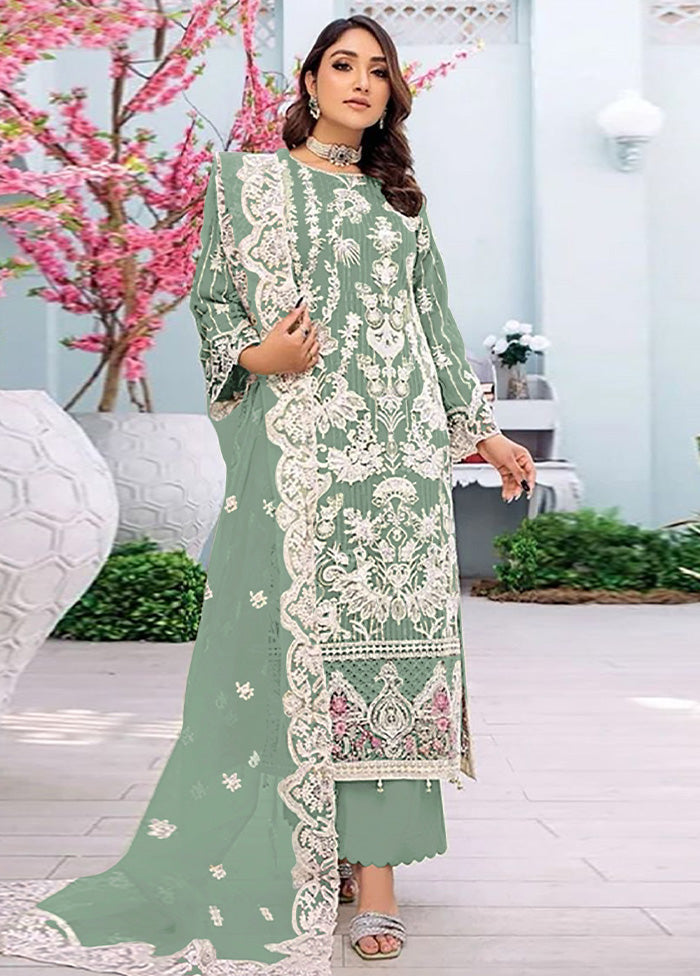 3 Pc Green Semi Stitched Georgette Suit Set Buy Cheap Find Great