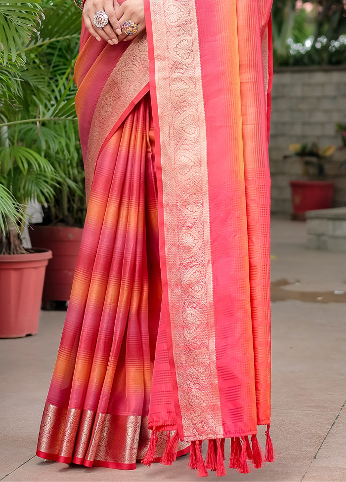 Pink Banarasi Silk Saree With Blouse Piece Cheap Buy Authentic