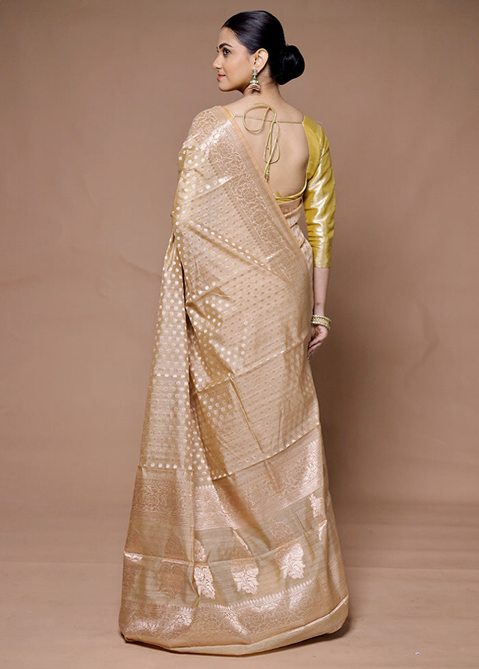 Golden Kora Silk Saree With Blouse Piece New Arrival Cheap Online