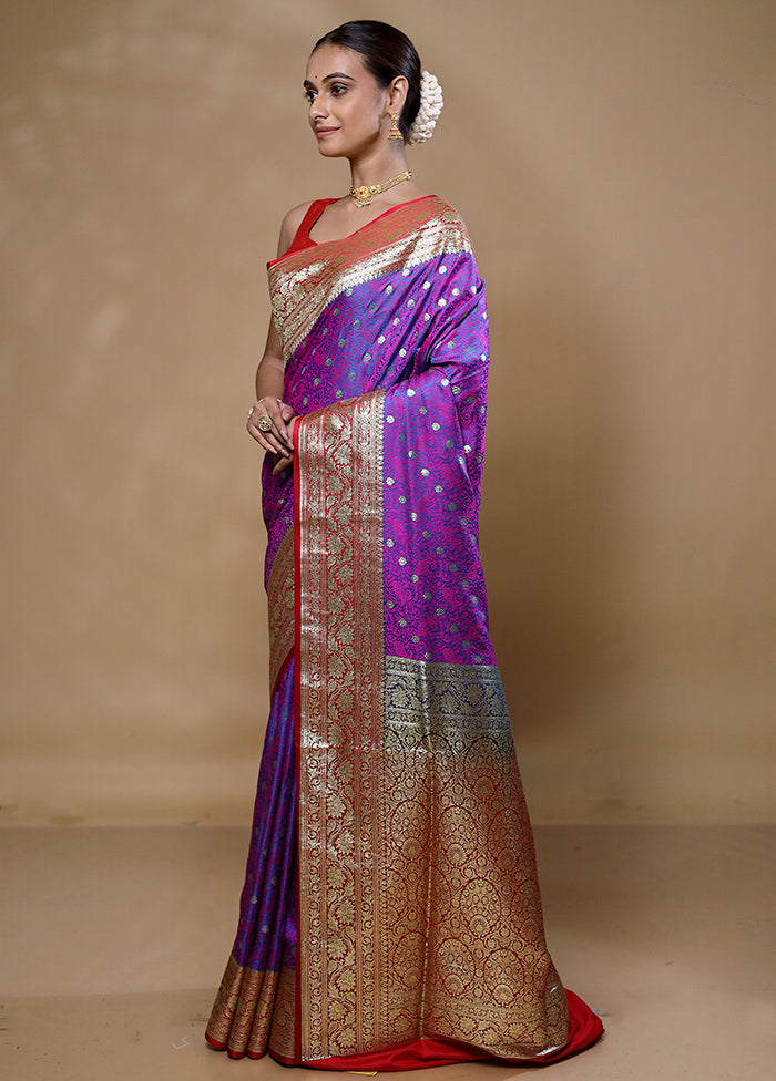 Purple Tanchoi Silk Saree With Blouse Piece Clearance Visit New