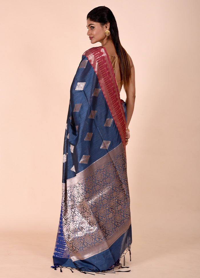 Blue Cotton Saree With Blouse Piece Websites For Sale