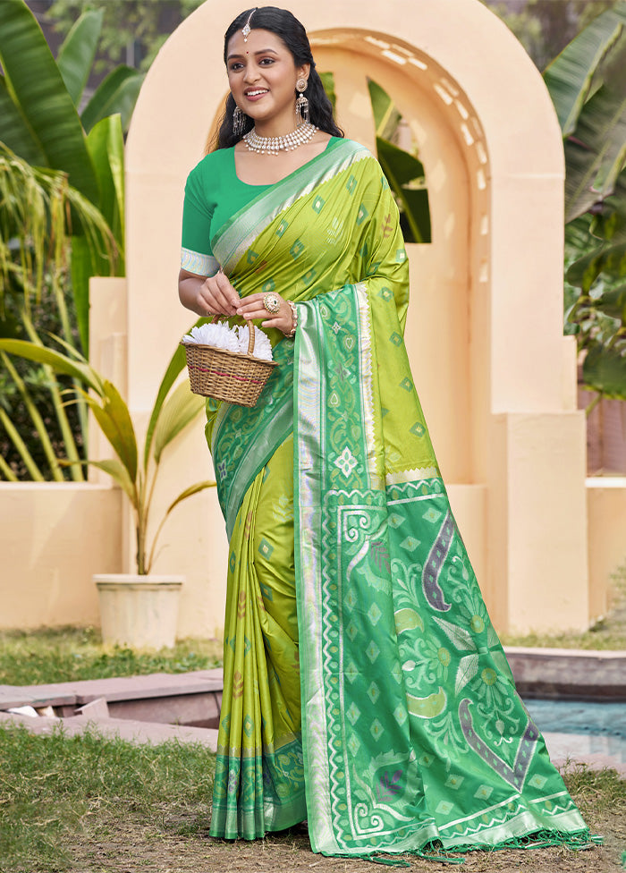 Light Green Spun Silk Saree With Blouse Piece Classic Cheap Pice