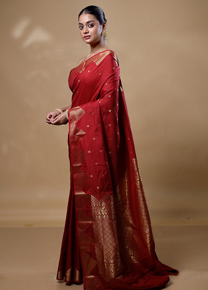 Maroon Kanjivaram Silk Saree With Blouse Piece Outlet Best Seller