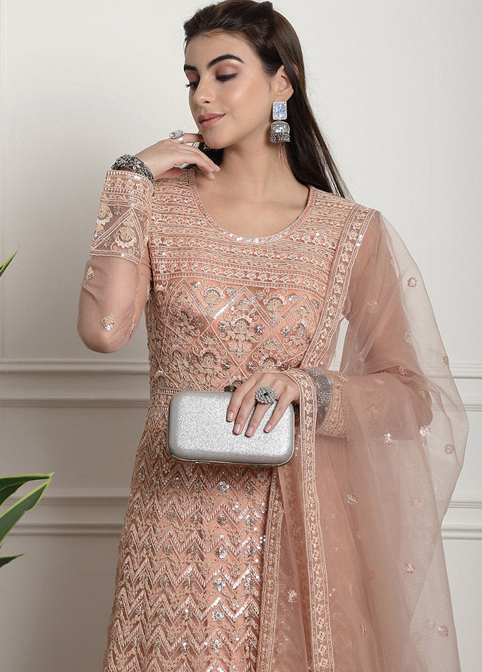 Peach Semi Stitched Net Indian Dress Clearance Online Amazon