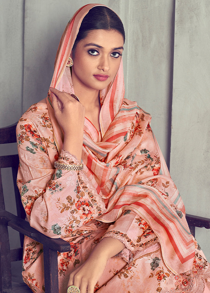 3 Pc Pink Unstitched Pure Cotton Suit Set For Sale For Sale