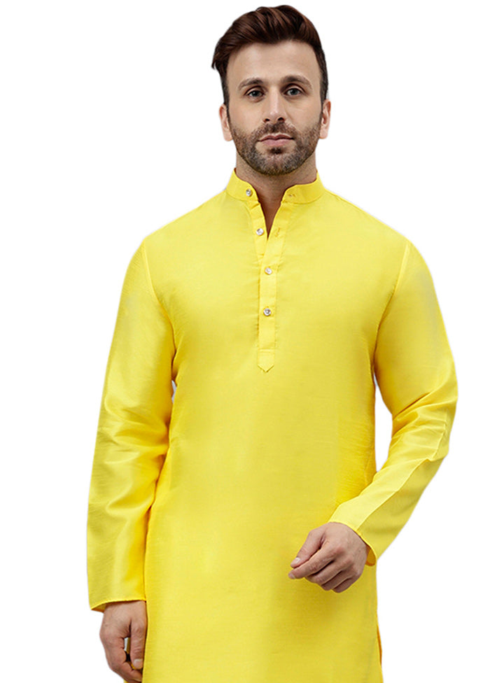 Yellow Dupion Silk Solid Kurta Wide Range Of Cheap Online