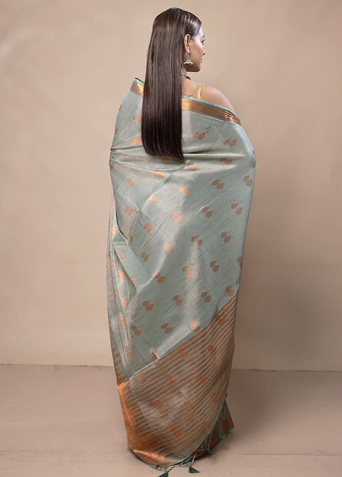 Green Tissue Silk Saree With Blouse Piece Discount Sast