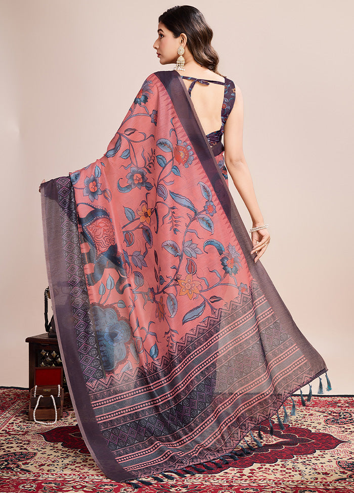 Multicolor Linen Silk Saree With Blouse Piece Reliable Sale Online