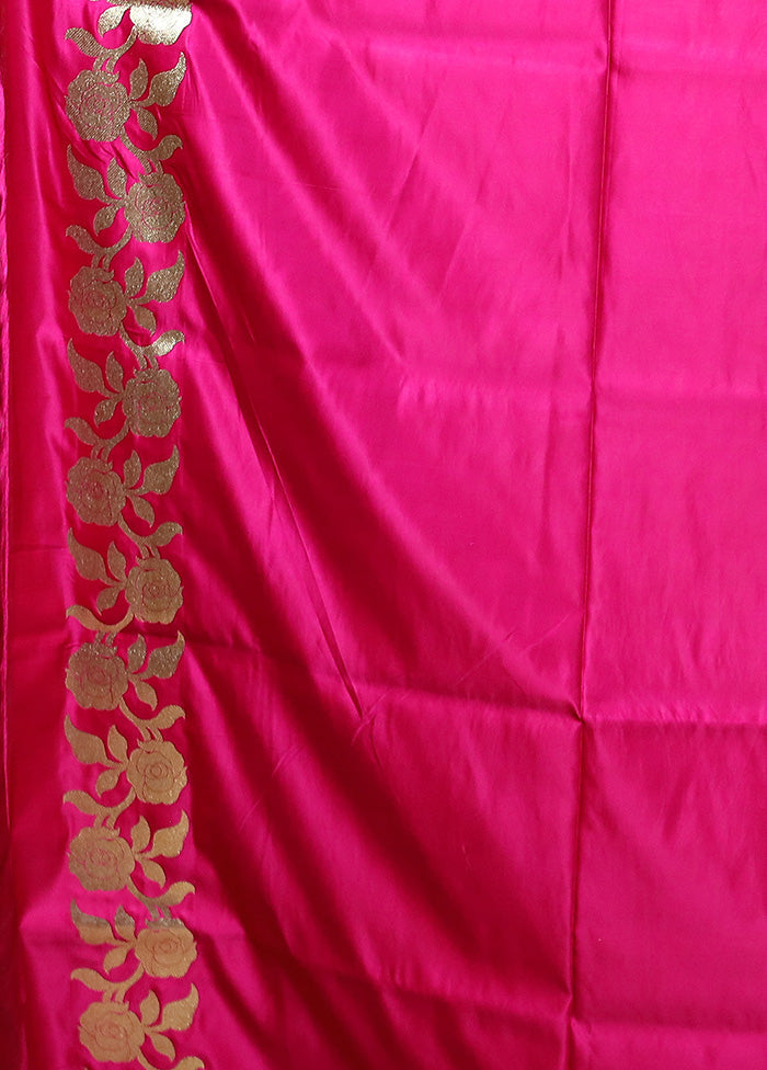 Pink Banarasi Silk Saree With Blouse Piece Shop Offer