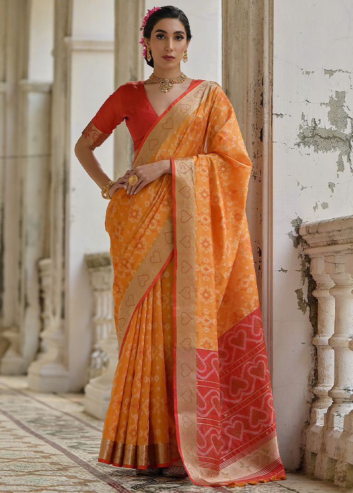 Mustard Spun Silk Saree With Blouse Piece Pay With Visa Cheap Online