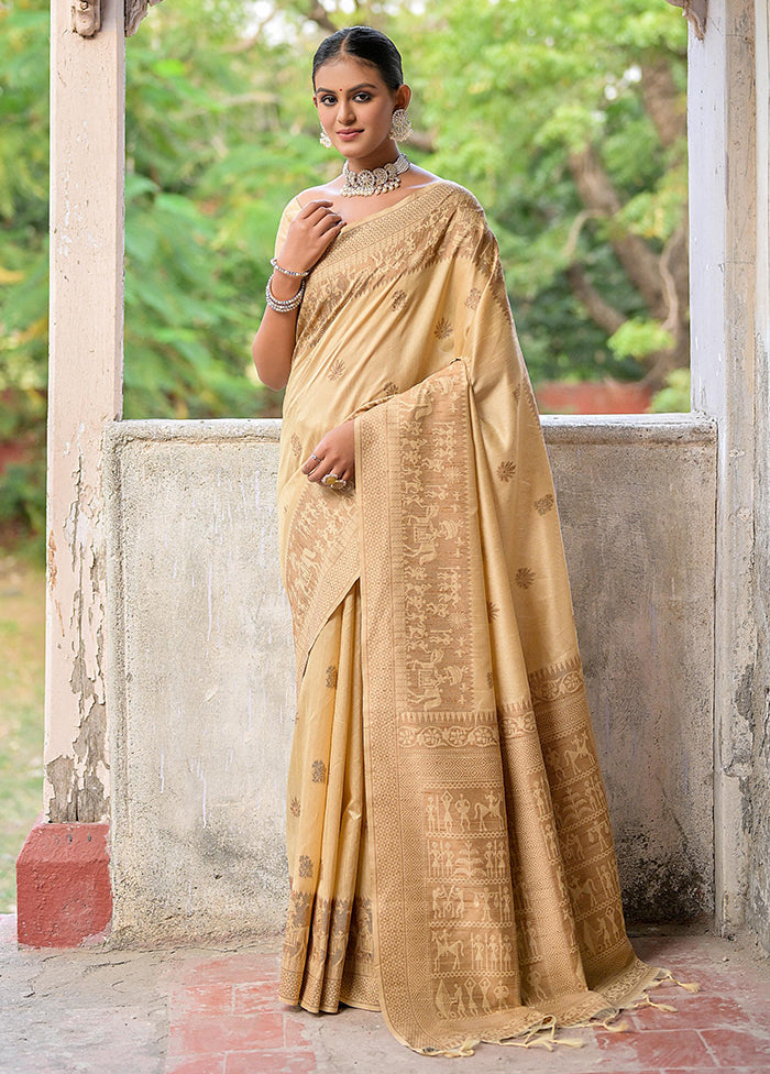 Beige Spun Silk Saree With Blouse Piece Release Dates