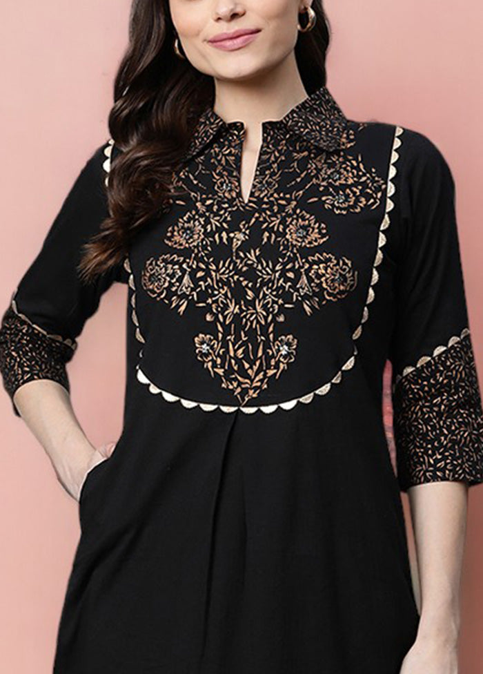 2 Pc Black Pure Readymade Cotton Kurti Set Outlet Geniue Stockist