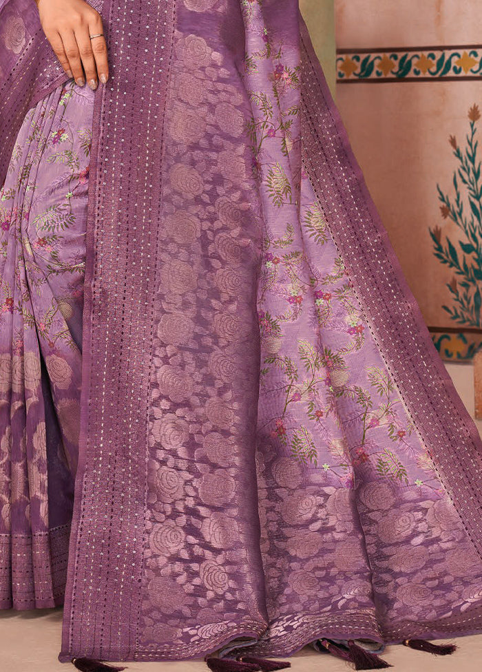 Purple Spun Silk Saree With Blouse Piece For Nice