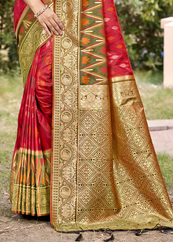 Red Spun Silk Saree With Blouse Piece Countdown Package Online