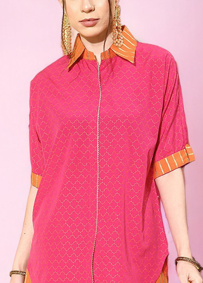 2 Pc Pink Readymade Silk Tunic Set Low Cost Sale Online