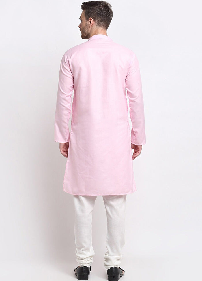 Light Pink Cotton Kurta And Pajama Set Discount Fashionable