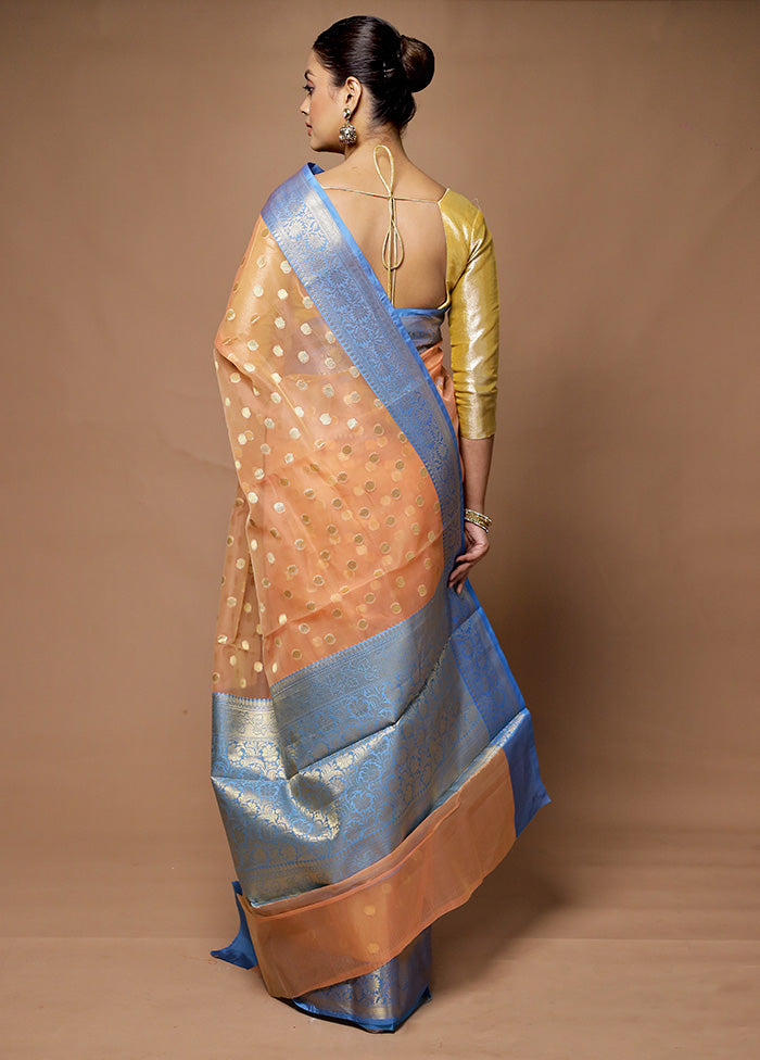 Peach Kora Silk Saree With Blouse Piece Shop Offer Cheap Online