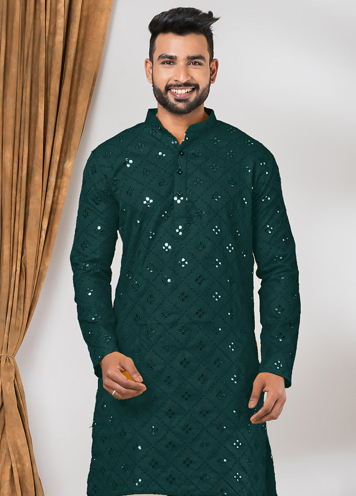 Green Cotton Kurta And Pajama Set For Sale Sale Online