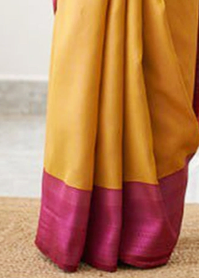 Mustard Banarasi Silk Saree With Blouse Piece Buy Cheap Cheapest Pice