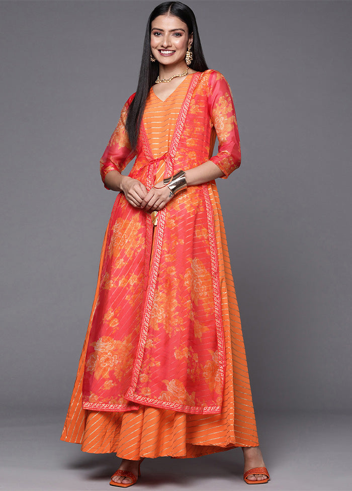 Orange Readymade Silk Indian Dress Low Pice Cheap Online