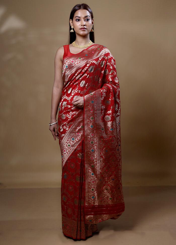 Red Georgette Saree With Blouse Piece Genuine Sale Online