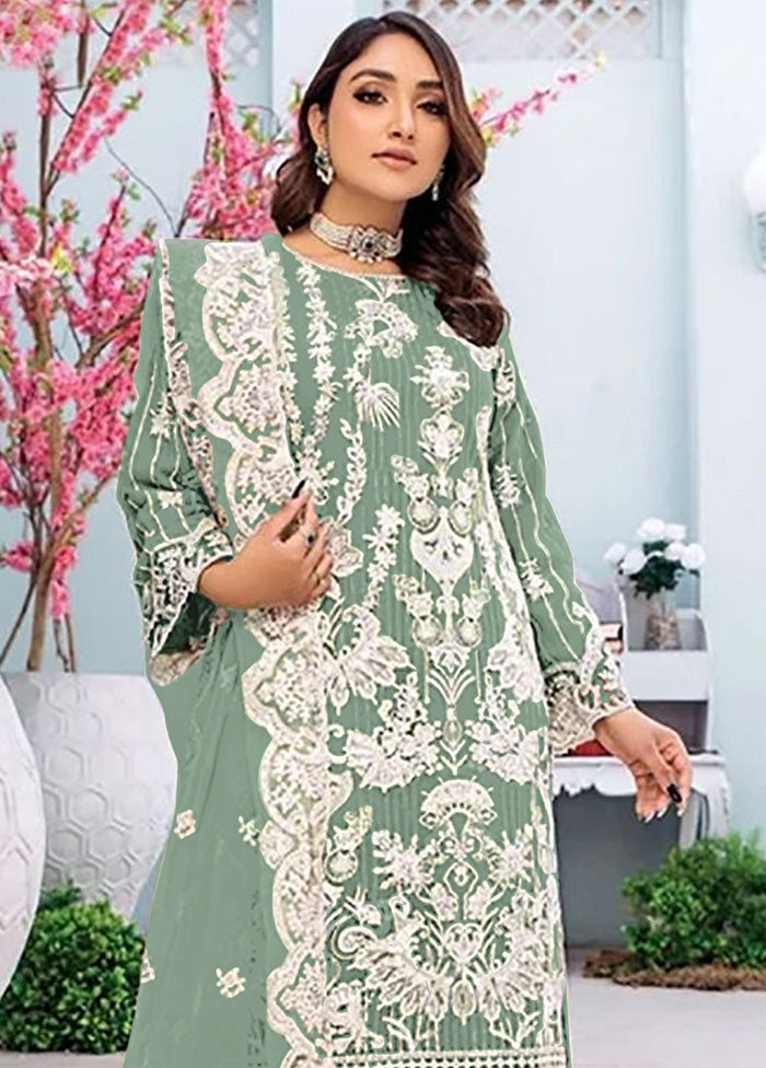 3 Pc Green Semi Stitched Georgette Suit Set Buy Cheap Find Great