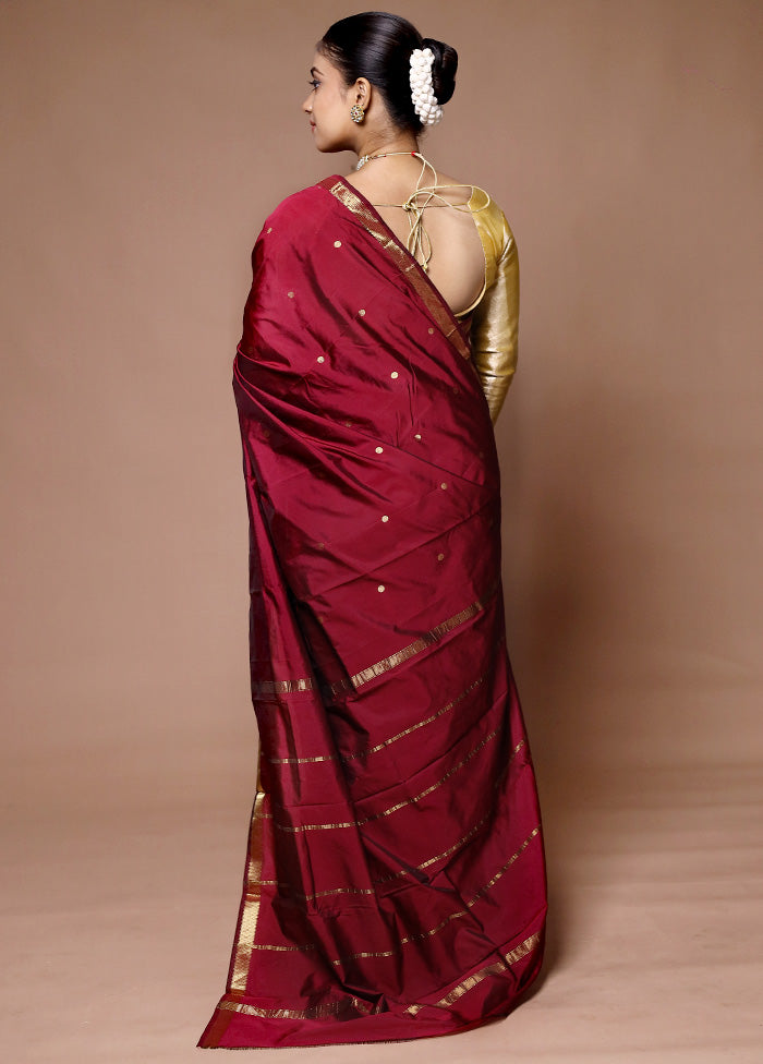 Maroon Kanjivaram Silk Saree With Blouse Piece Clearance Shop