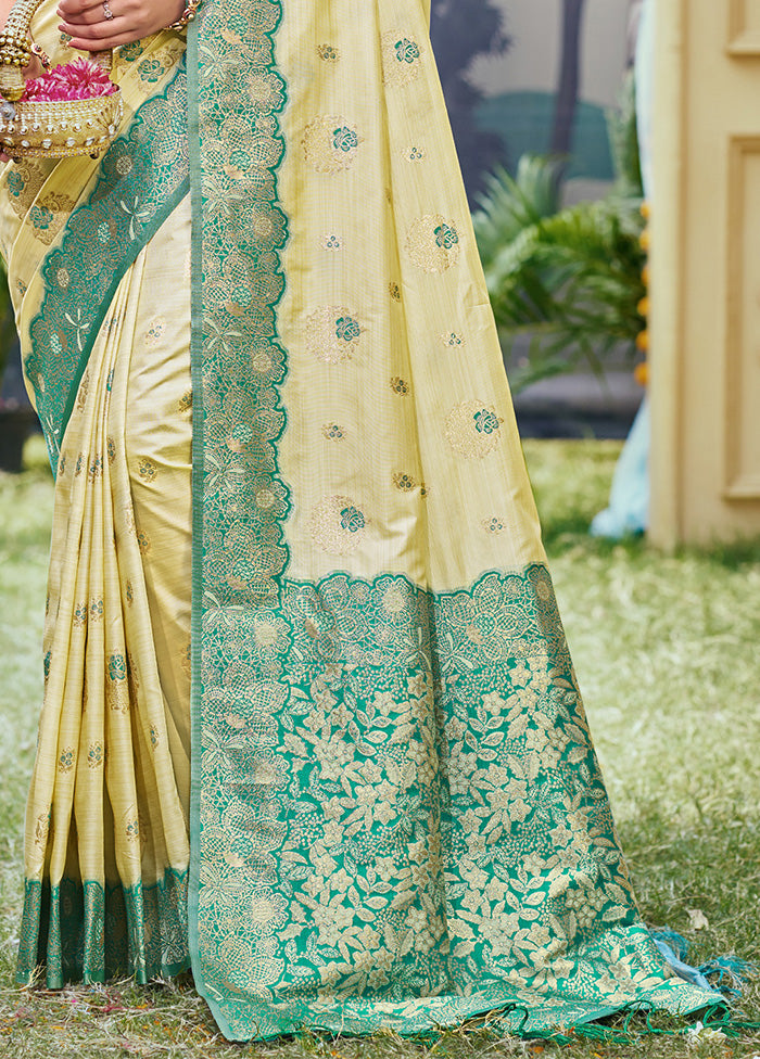 Cream Spun Silk Saree With Blouse Piece Clearance Fashionable