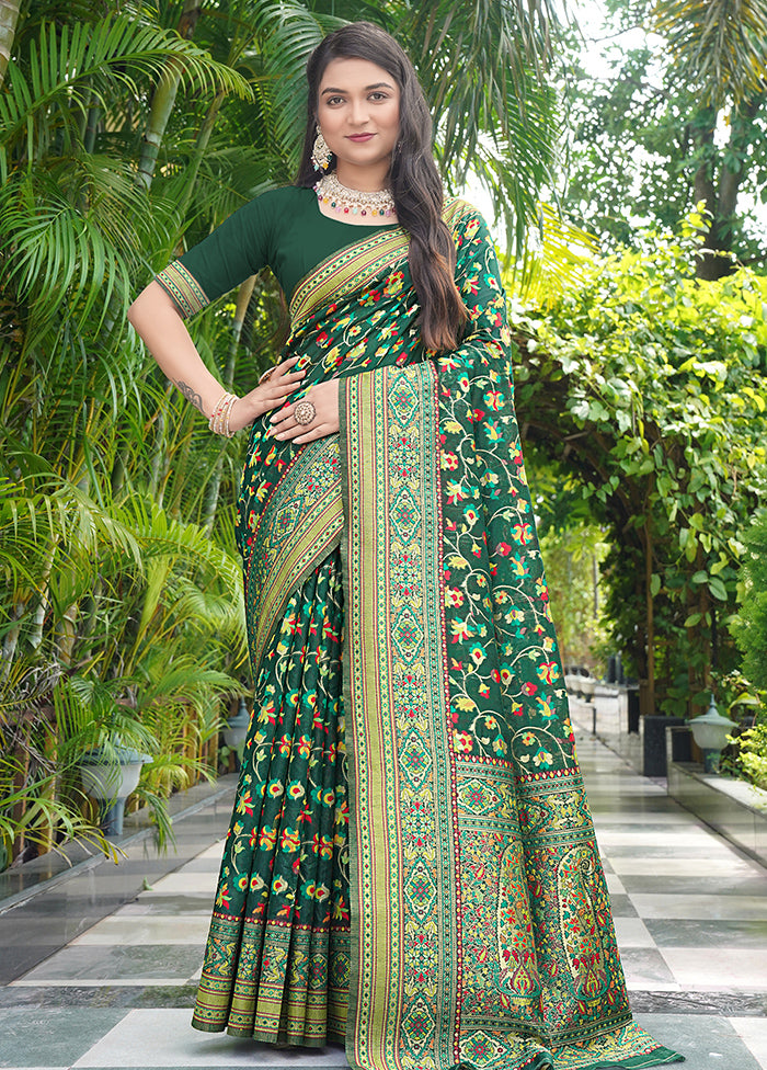 Dark Green Pasmina Silk Saree With Blouse Piece Tumblr