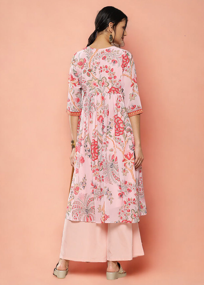 2 Pc Pink Readymade Georgette Kurti Set 2025 New Sale Online