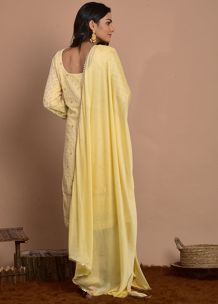 3 Pc Yellow Georgette Suit Set With Dupatta Cheap Sale Wiki