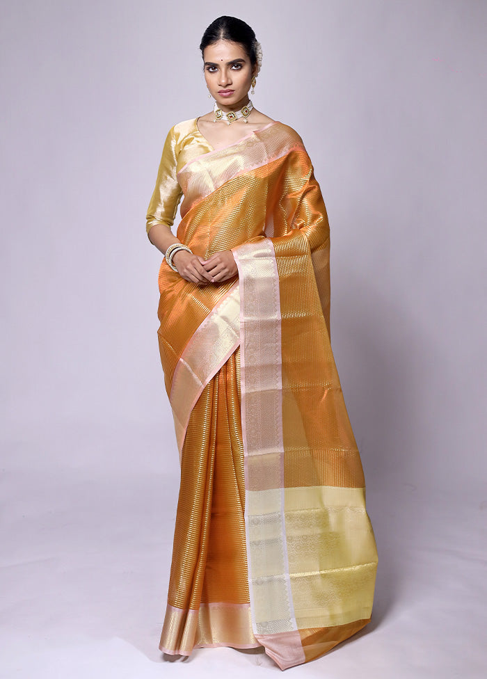 Yellow Tissue Silk Saree With Blouse Piece Best Sale Online