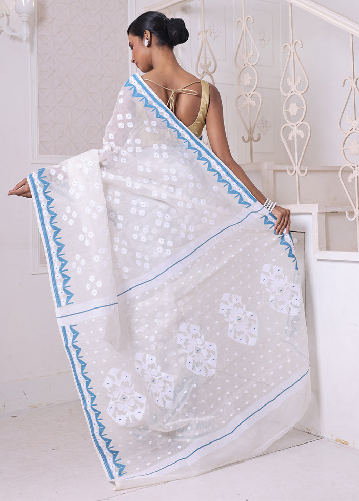 Off White Pure Cotton Texture Saree Without Blouse Piece Latest