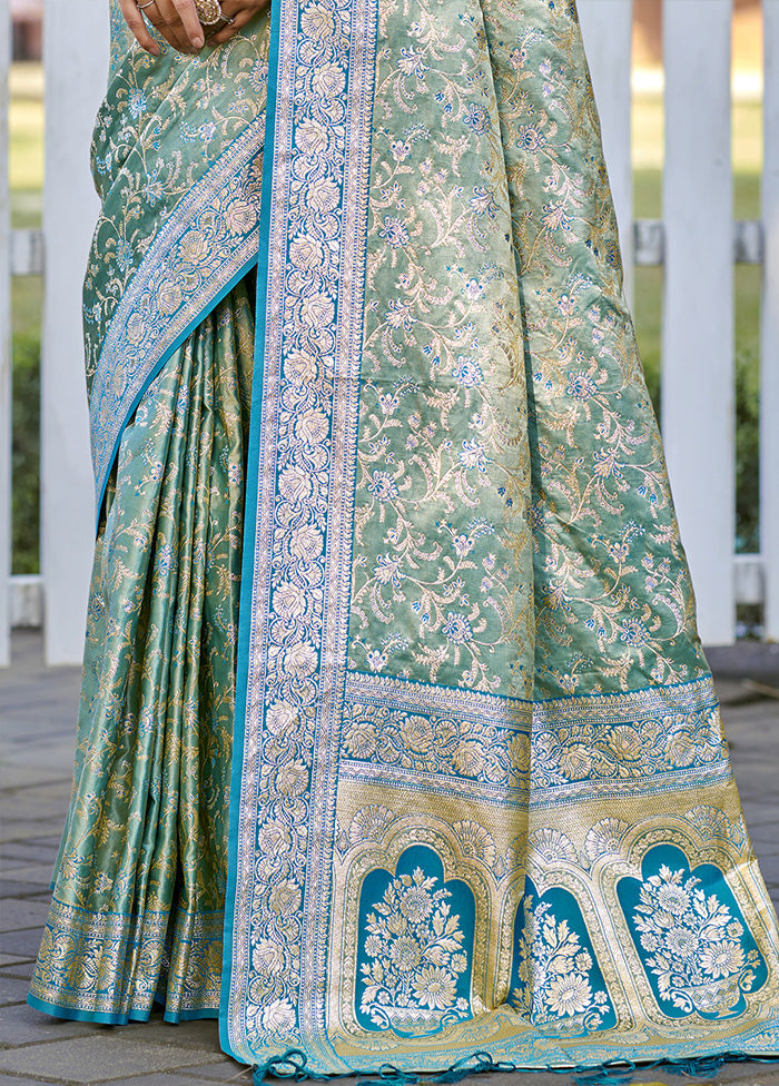 Green Spun Silk Saree With Blouse Piece Visit New Online