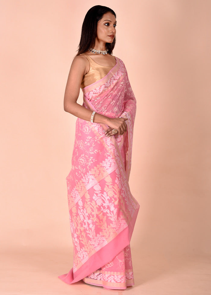 Pink Kota Cotton Saree With Blouse Piece 2025 Unisex