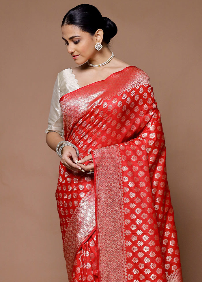 Red Uppada Silk Saree With Blouse Piece Outlet Pices