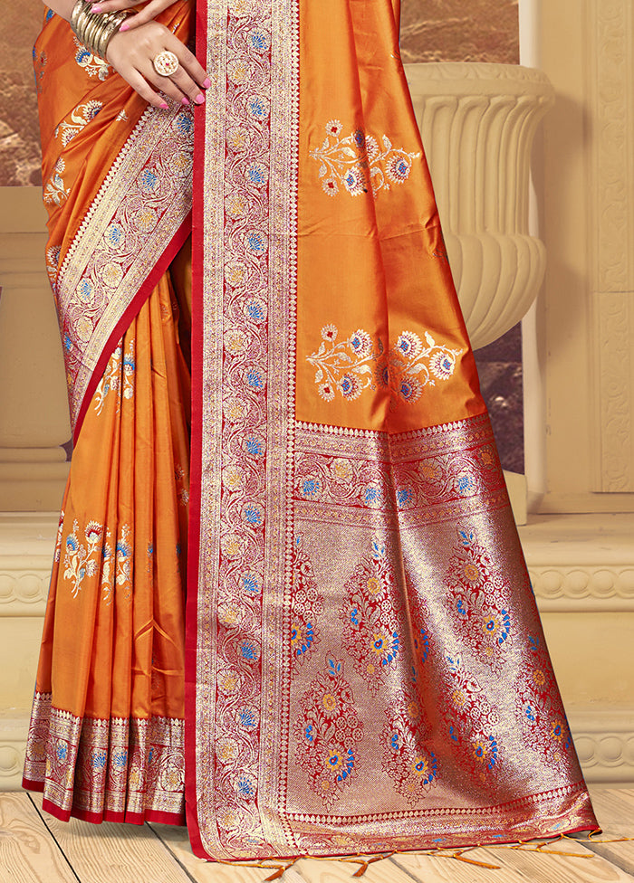 Multicolor Dupion Silk Saree With Blouse Piece Latest Sale Online