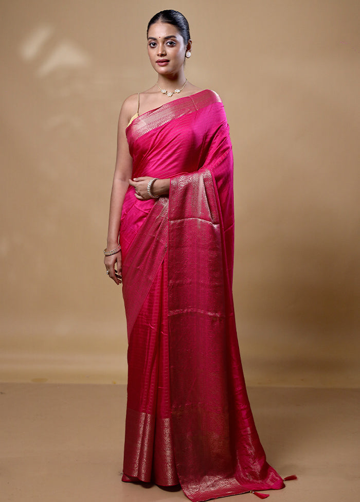 Pink Dupion Silk Saree With Blouse Piece Cheap Geniue Stockist