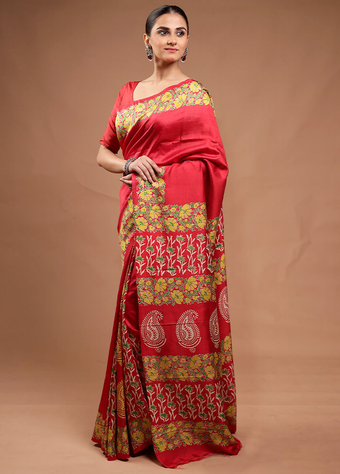 Red Pure Bishnupuri Silk Saree Without Blouse Piece Cheap Sale Sast