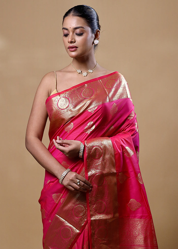 Pink Kanjivaram Silk Saree With Blouse Piece Wholesale Pice Cheap Online