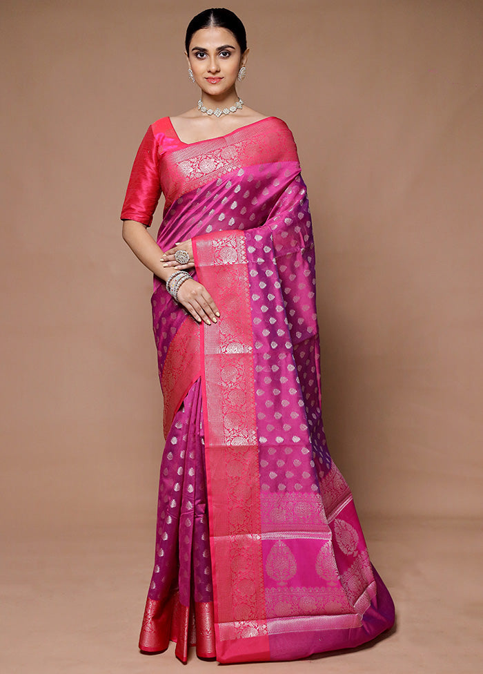 Pink Kora Silk Saree With Blouse Piece Clearance 2025 Unisex