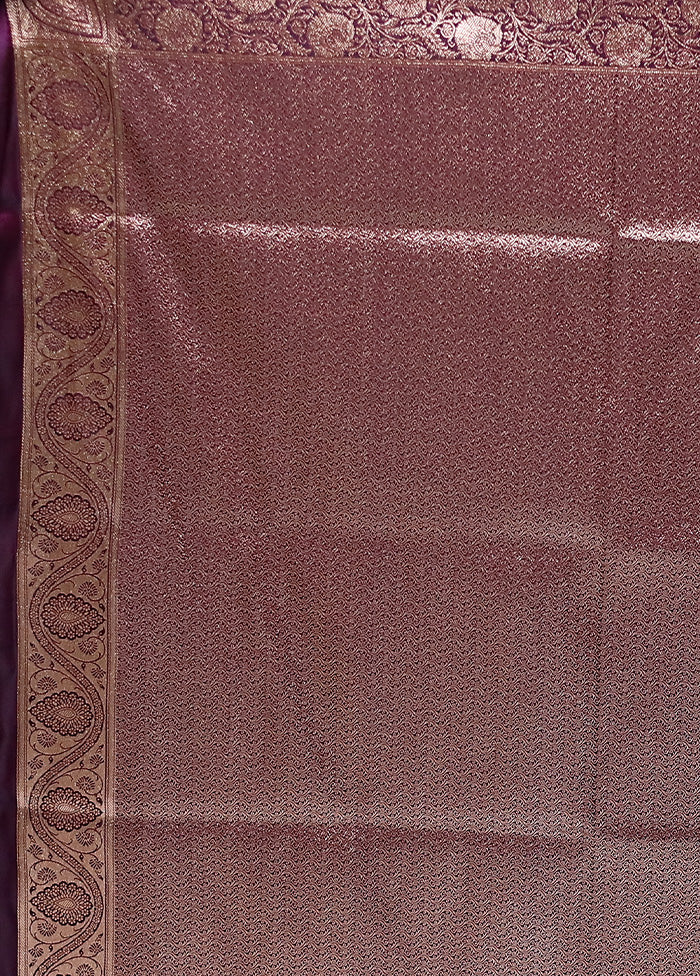 Purple Banarasi Silk Saree With Blouse Piece Outlet Footaction