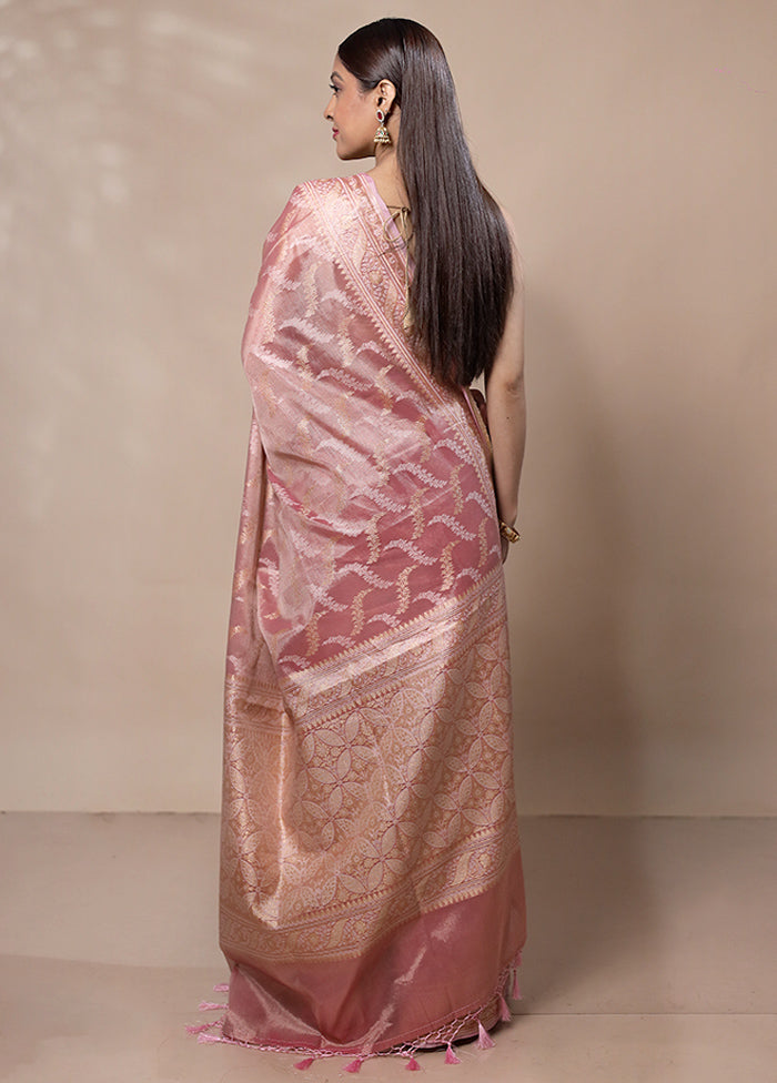 Pink Tissue Silk Saree With Blouse Piece Huge Surprise Cheap Pice