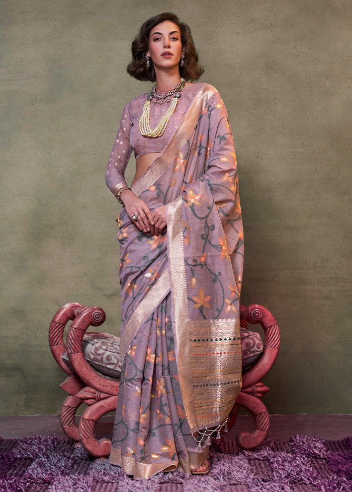 Mauve Cotton Saree With Blouse Piece Order Online