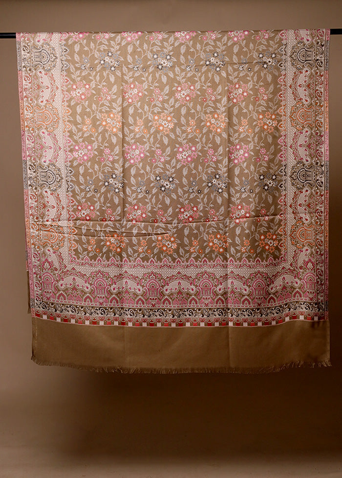 Brown Butta Work With Zari Woven Border Shawl Good Selling Sale Online