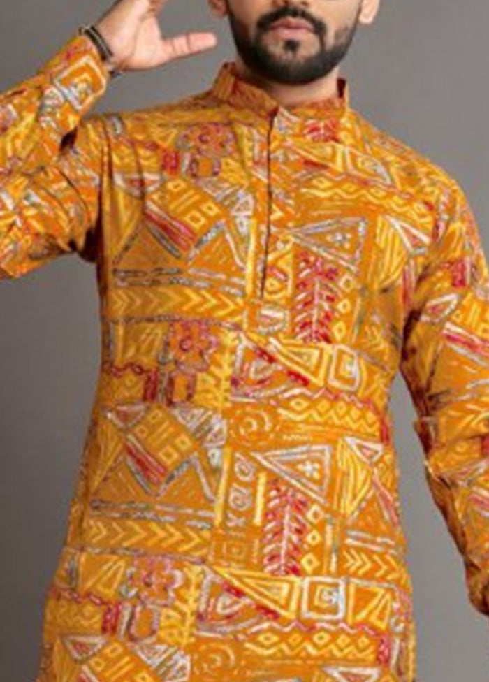 Yellow Cotton Kurta And Pajama Set Browse Cheap Online