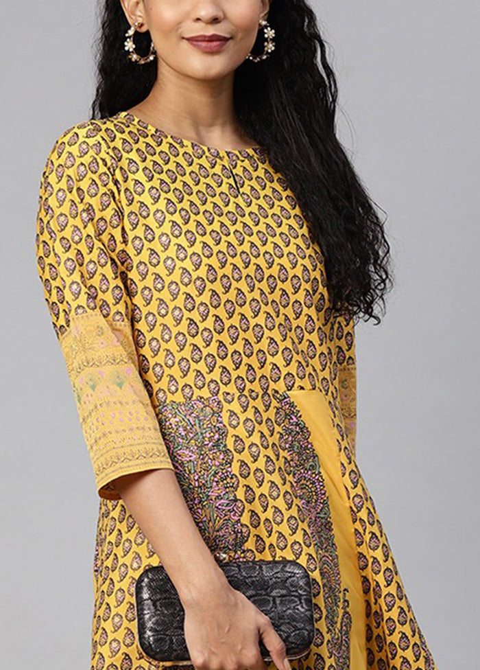 Mustard Readymade Silk Indian Dress Discount Store