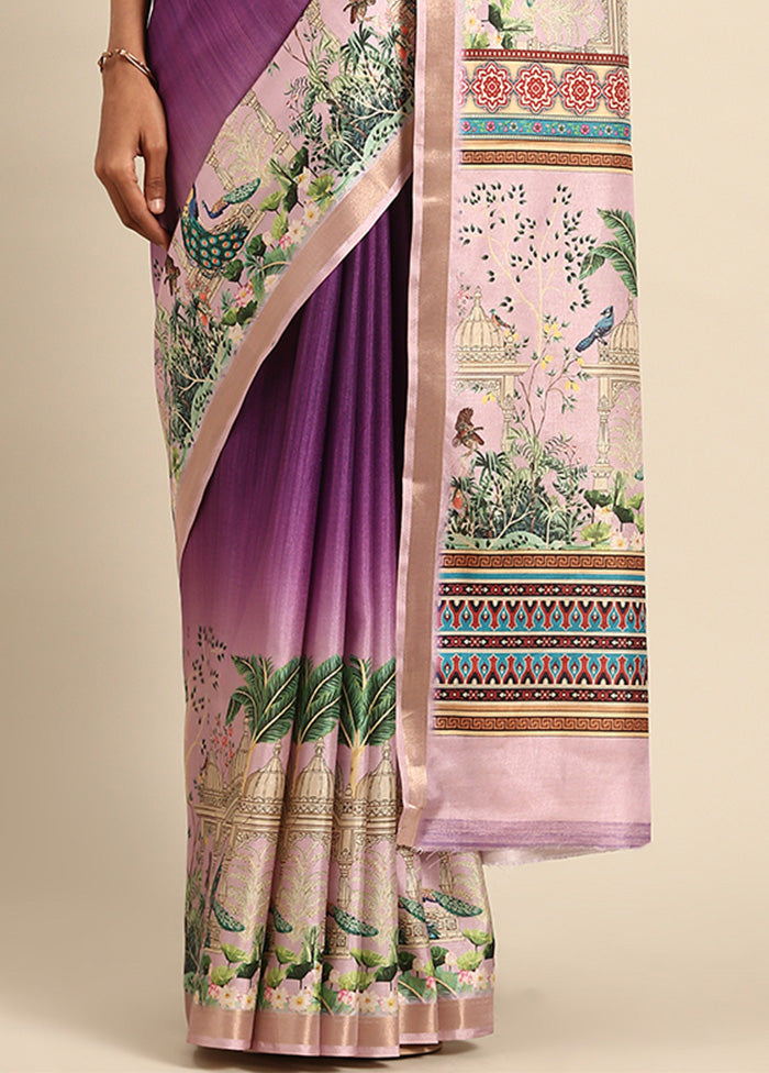 Purple Cotton Saree With Blouse Piece Outlet Fashion Style