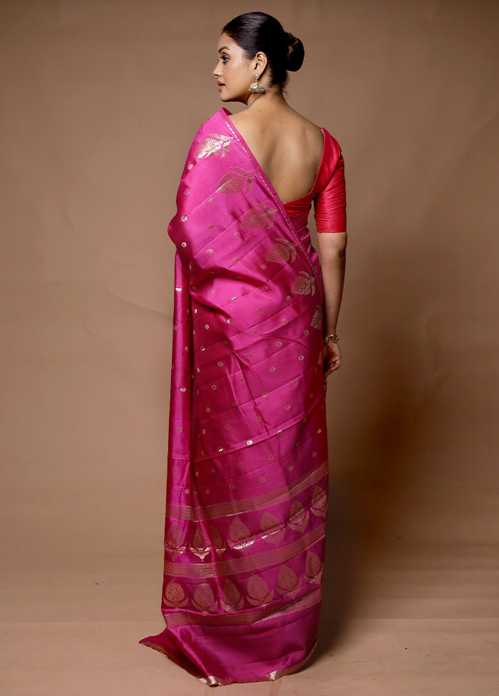 Pink Handloom Dupion Pure Silk Saree With Blouse Piece Buy Cheap 100% Original