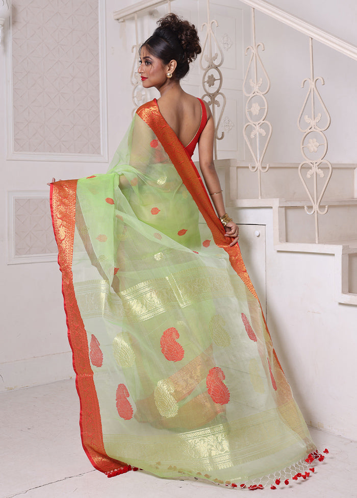 Light Green Spun Silk Saree With Blouse Piece Clearance Nicekicks